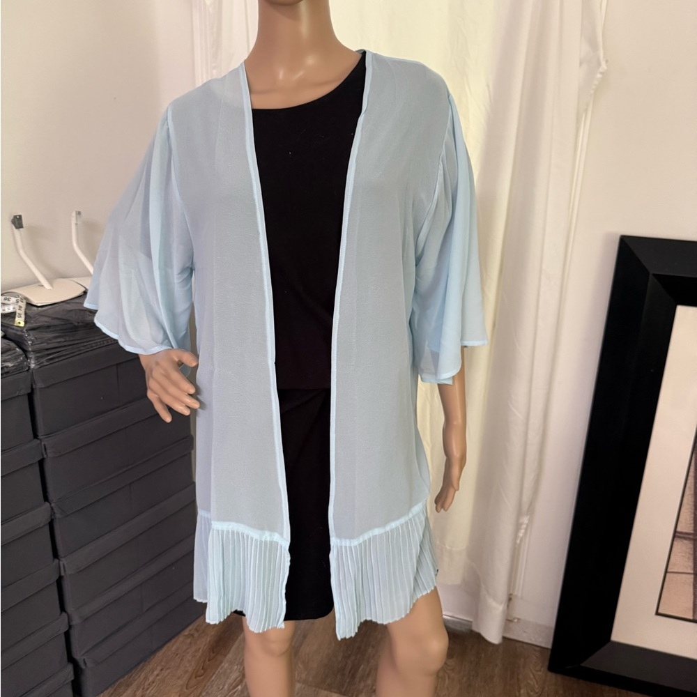 New Directions Light Blue Sheer Cardigan